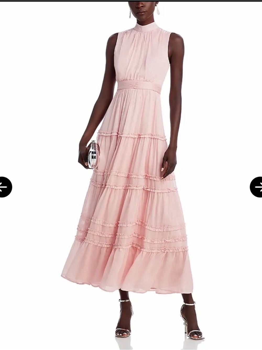 Aqua Blush High-Neck Tiered Maxi Dress, XS